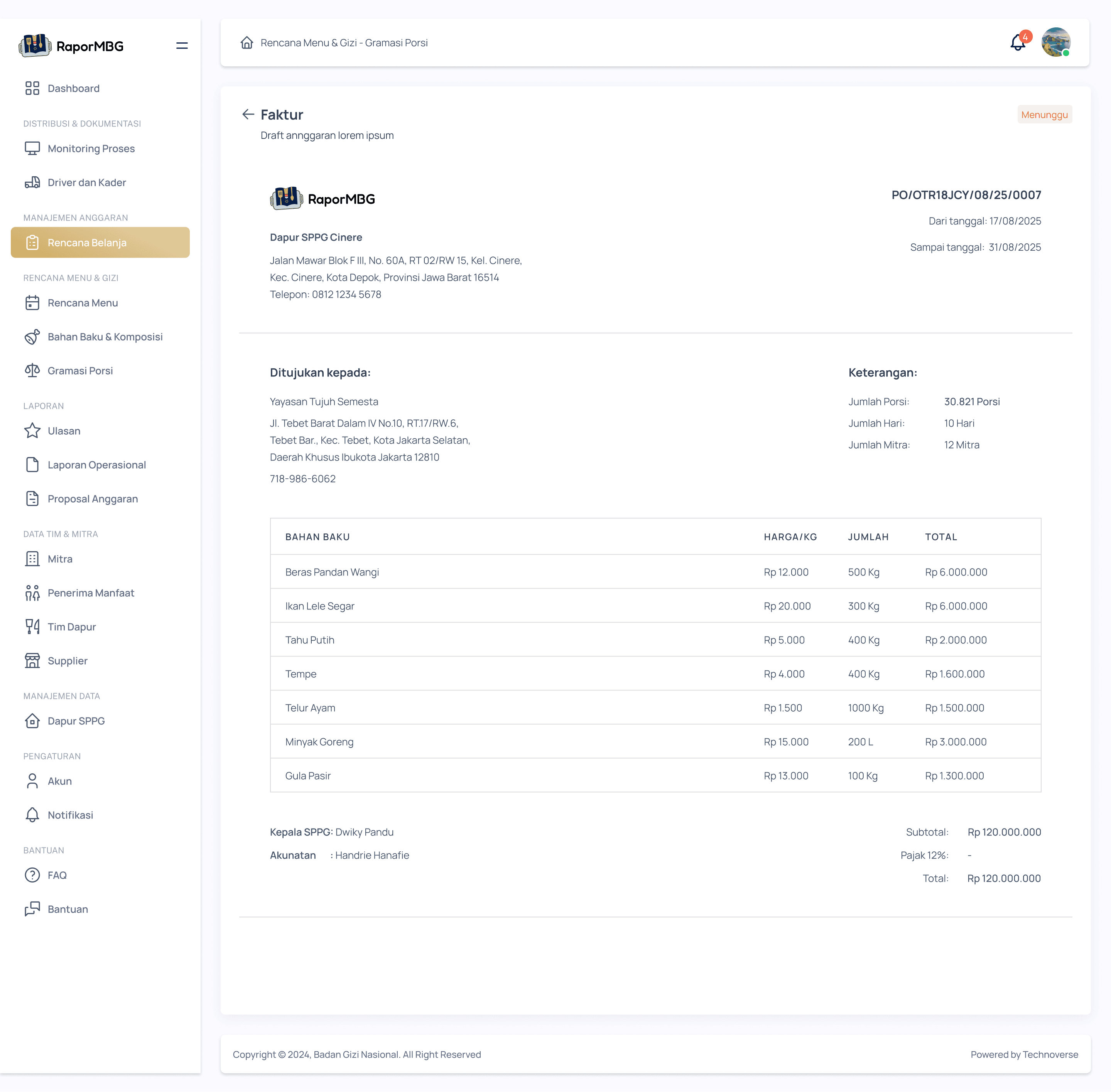 Perencanaan Belanja Bahan Baku